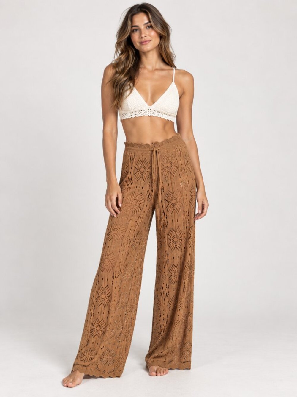 Brown Crochet Pants